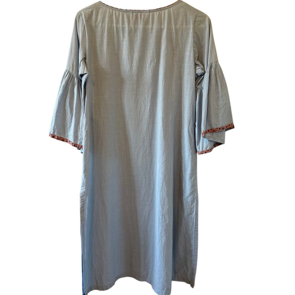 Women's BIBA Blue Flower Embroidered Summer Spring Casual Dress Size 36 - Picture 2 of 6